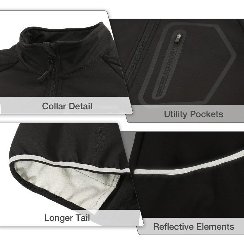 BERGRISAR Men's Cycling Jacket Winter Softshell Fleece Biking Jacket Thermal Running Windbreaker BG011 Black Size Small - Image 4